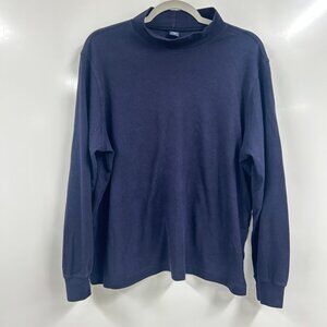 Land’s End 1X Navy Mock Neck Long Sleeve Top | Classic Minimalist Cozy Casual
